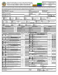 FOOD ESTABLISHMENT INSPECTION REPORT - Andy's Web Tools