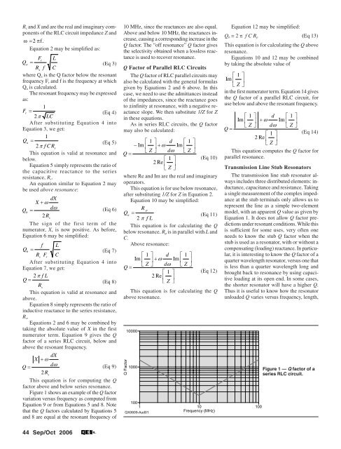 Q Calculations of L-C Circuits and Transmission Lines ... - Ve2azx.net