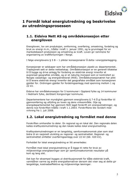 lokal energiutredning for kongsvinger kommune ... - Eidsiva Nett AS