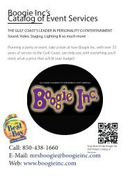 Boogie Inc’s Catalog of Event Services Master