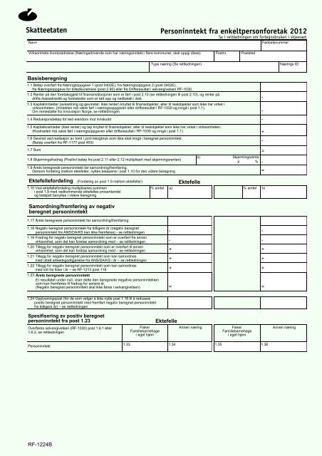 Skjema for beregning av personinntekt (RF-1224) - Skatteetaten