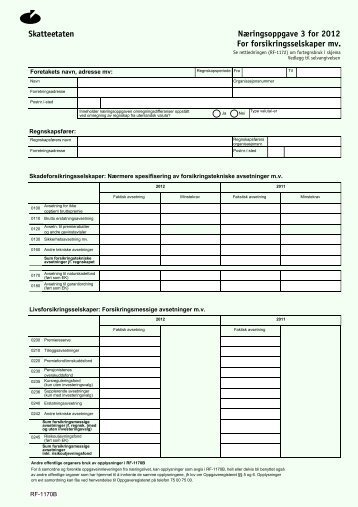 NÃ¦ringsoppgave 3 for forsikringsselskap RF-1170B ... - Skatteetaten