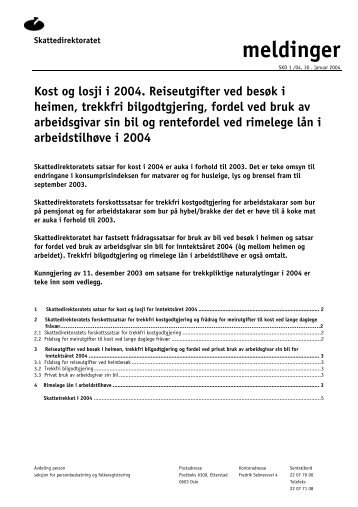 Kost og losji i 2003 - Skatteetaten
