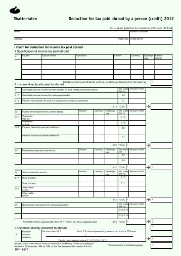 Deduction for tax paid abroad by a person (credit ... - Skatteetaten