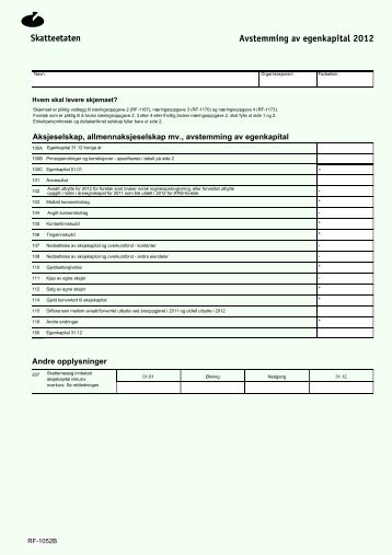 Avstemming av egenkapital RF-1052B - Skatteetaten