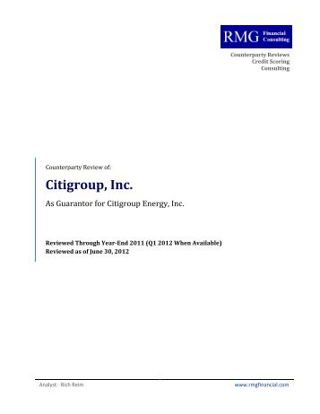 Citigroup, Inc. - RMG Financial Consulting