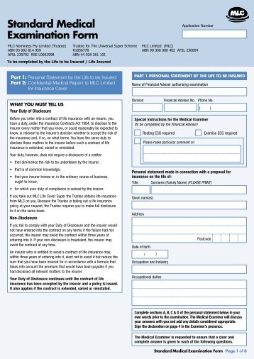 Standard Medical Examination Form - MLC