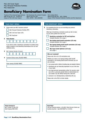 Beneficiary Nomination Form - MLC