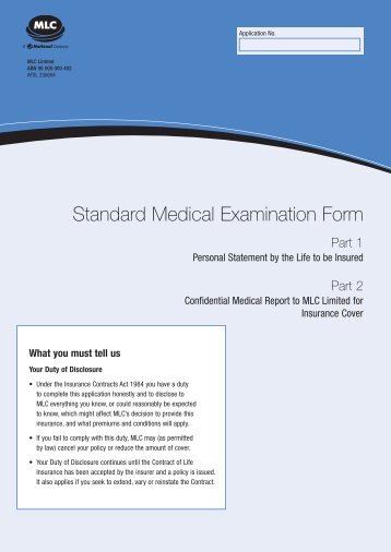 Standard Medical Examination Form - MLC