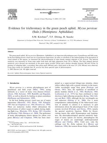 Evidence for trichromacy in the green peach aphid, Myzus persicae ...