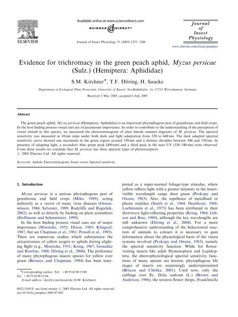 Evidence for trichromacy in the green peach aphid, Myzus persicae ...