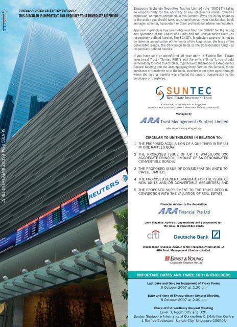 Circular to Unitholders - Suntec REIT