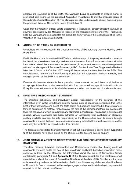 Circular to Unitholders - Suntec REIT