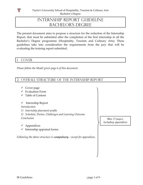 INTERNSHIP REPORT GUIDELINE BaCHELOR'S DEGREE