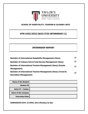 internship report hotel management