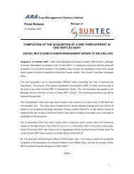Completion of the Acquisition of a One Third Interest ... - Suntec REIT