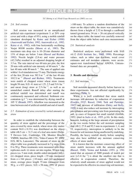 Effects of straw mulch on soil nitrate dynamics