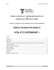 htm 2733 internship 1 - Taylor's University Industrial Training System