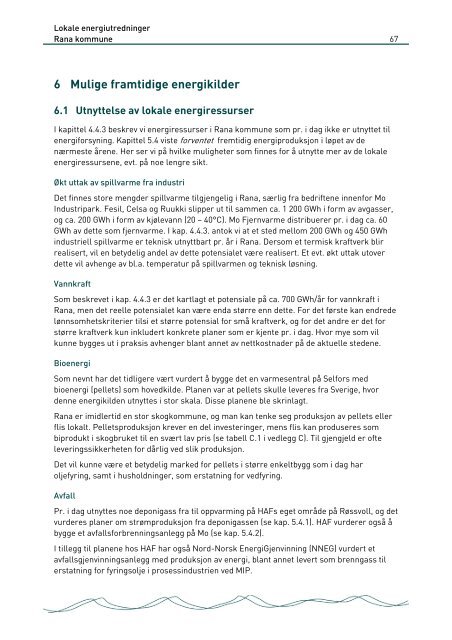 Lokal energiutredning Rana kommune - Helgelandskraft