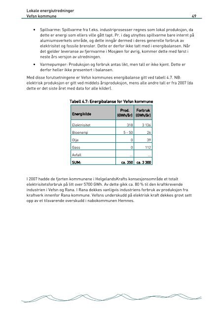 Lokal energiutredning Vefsn kommune - Helgelandskraft