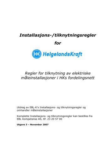 Regler installasjon og tilknytning - Helgelandskraft