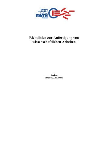 Richtlinien zur Anfertigung von ... - Lehrstuhl WIN-Lehrstuhl WIN