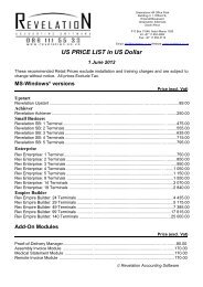 4. Price List - USD - Revelation Products - Revelation Accounting