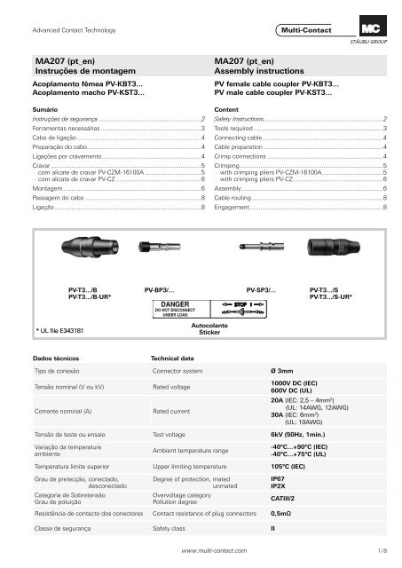 Assembly instructions MA207 (pt_en) - Multi-Contact