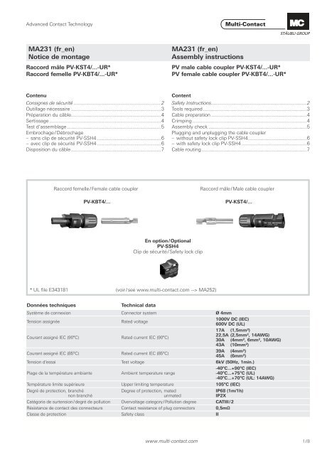 Assembly instructions MA231 (fr_en) - Multi-Contact