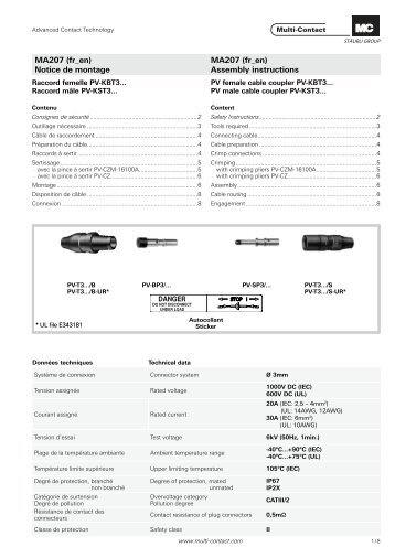 Assembly instructions MA207 - Multi-Contact