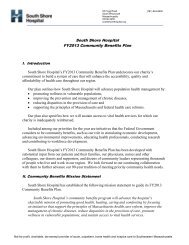 South Shore Hospital FY2013 Community Benefits Plan