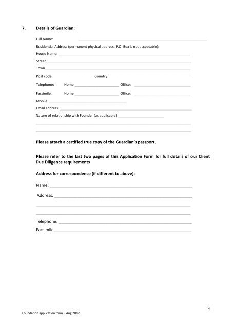 Foundation Application Form - Helm Trust Company Limited