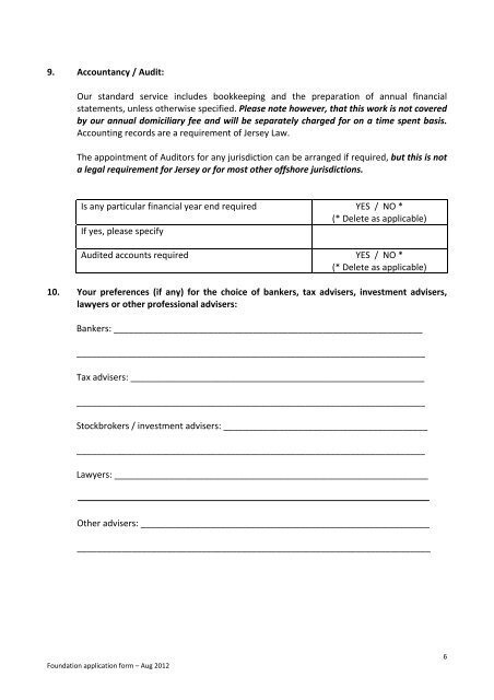 Foundation Application Form - Helm Trust Company Limited