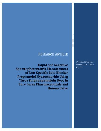 Rapid and Sensitive Spectrophotometric ... - AstonJournals