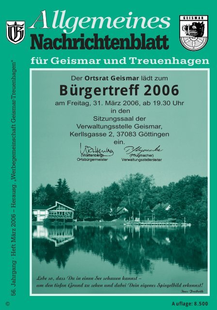 Allgemeines Nachrichtenblatt Werbegemeinschaft Geismar