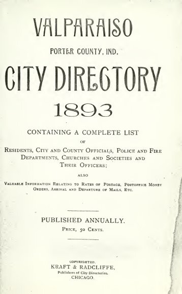 Valparaiso, Indiana city directory - Porter County, Indiana