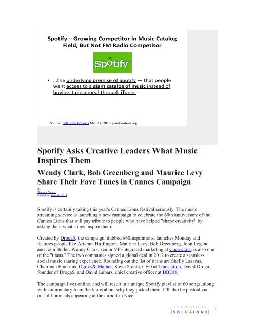 Spotify Asks Creative Leaders What Music Inspires Them Wendy