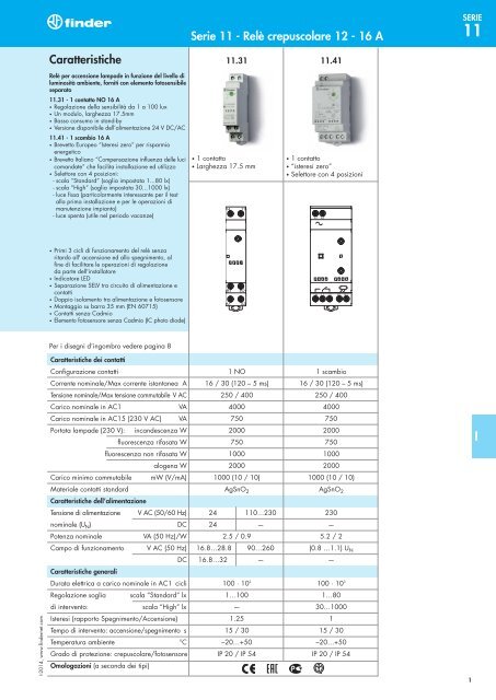 Caratteristiche Serie 11 - RelÃ¨ crepuscolare 12 ... - Accedi a G-Finder