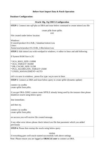 Oracle pre-patch configuration document - download.gofrugal...