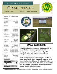 Game Times 2007 Newsletter - WAA-Wheatland Athletic Association