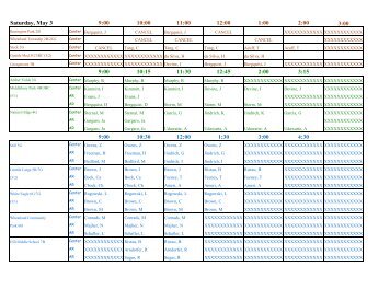 May 3 Field Schedule