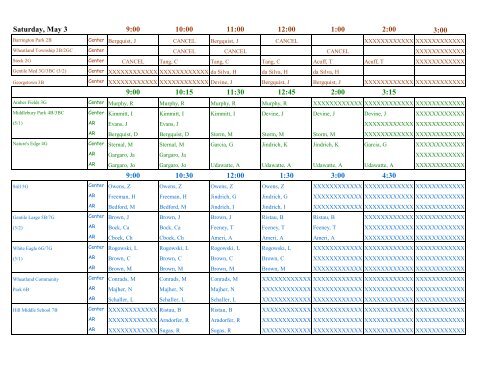 May 3 Field Schedule