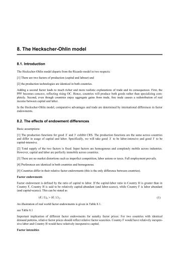 8. The Heckscher-Ohlin model - WIF