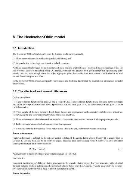 8. The Heckscher-Ohlin model - WIF