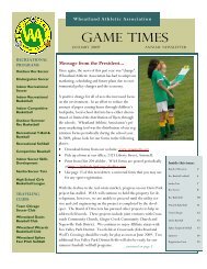 Game Times 2009 Newsletter - WAA-Wheatland Athletic Association