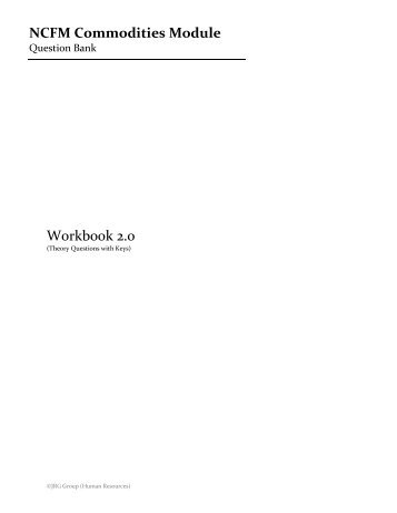 Workbook 2.0 NCFM Commodities Module