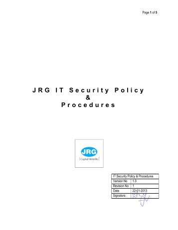 JRG IT Security Policy & Procedures