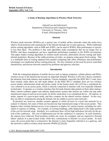 A Study of Routing Algorithm in Wireless Mesh Networks