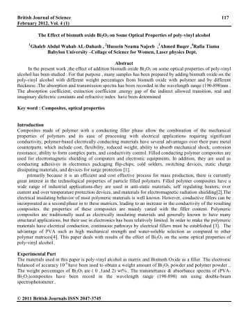 The Effect of bismuth oxide Bi2O3 on Some Optical Properties of ...