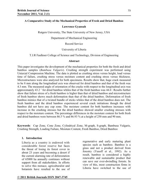 A Comparative Study of the Mechanical Properties of Fresh and ...
